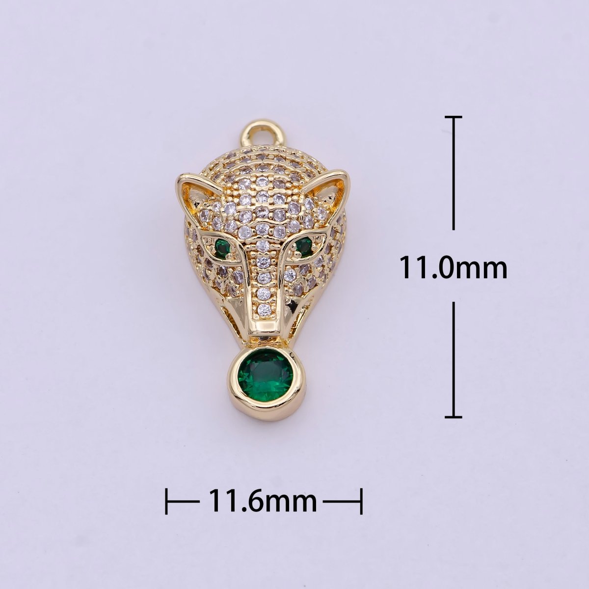 Micro Pave Leopard Charm, Gold Leopard Head Charm,Dainty Leopard Heart Charm for Bracelet Earring Necklace pendant in 14k gold filled C-803 - DLUXCA
