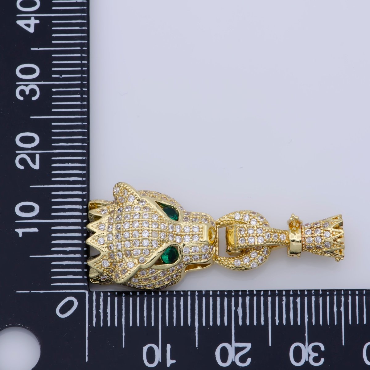 Micro Pave Leopard Clasp Buckle tassel head cap Cubic Panther leopard Animal Clasp for Beading Bracelet Necklace in 24k Gold Filled F-344