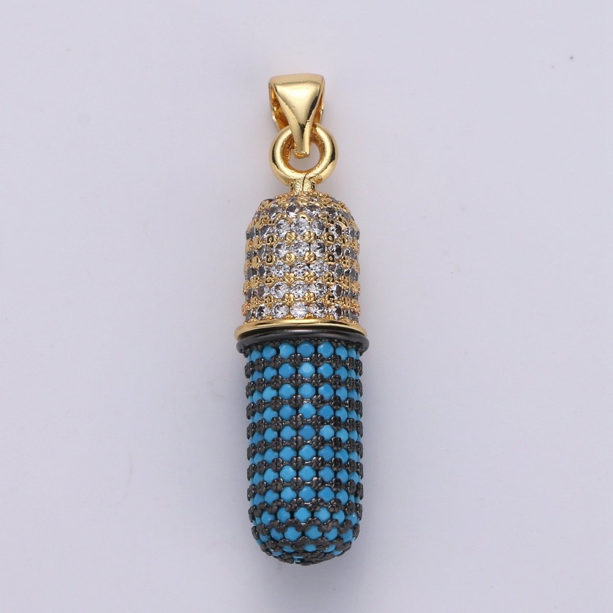 Micro Pave Pill Charms -Cubic Pill Charms -Fancy Charm -Chill Pill Charm Teal Pill Charm -Statement Kawaii Charm for Necklace Pendant I-694