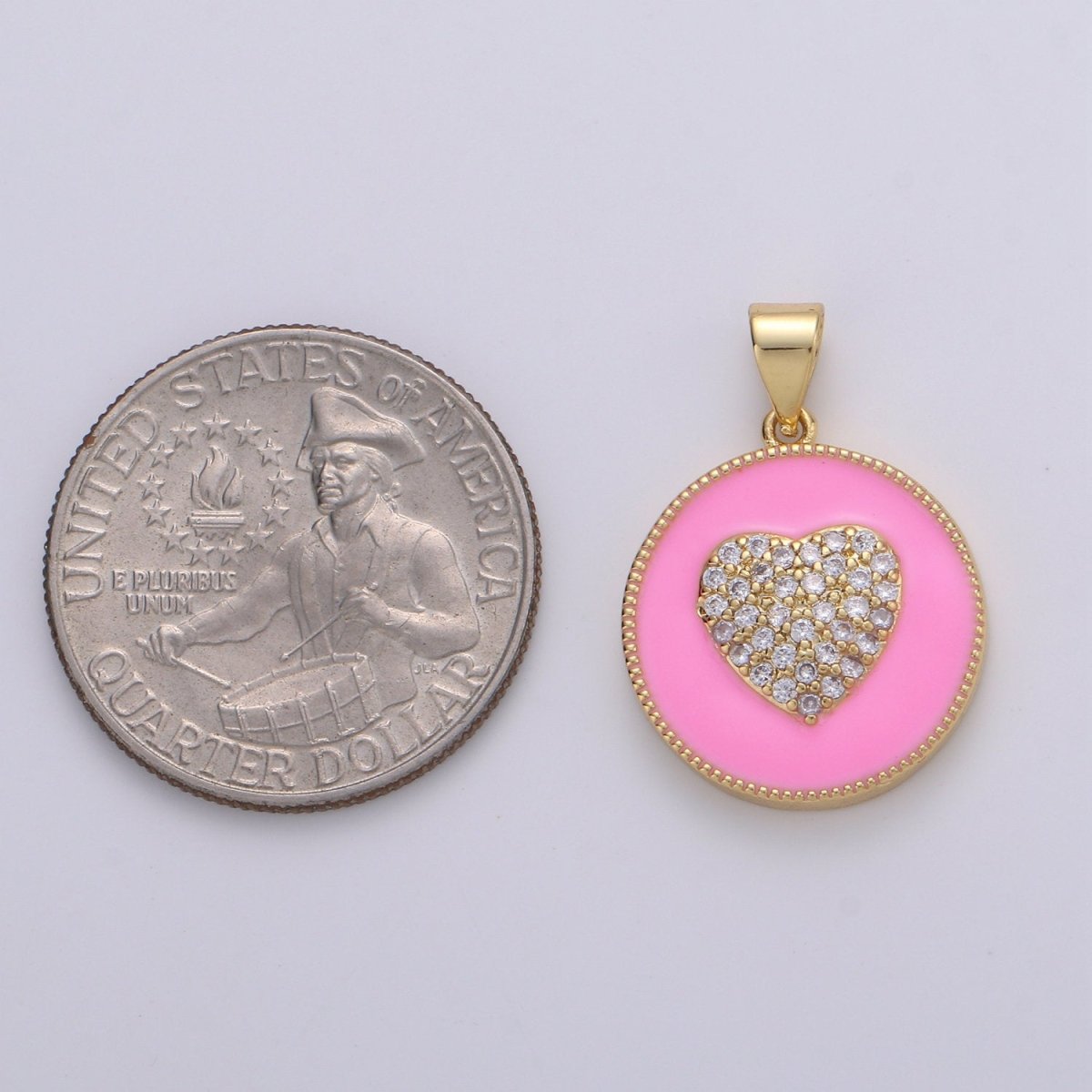 Micro Pave Pink Enamel Heart Charm Pendant, Enamel Heart Pendant, 14K gold Filled Heart Charm Blue Red Heart Pendant for Necklace Bracelet, J39/40/41
