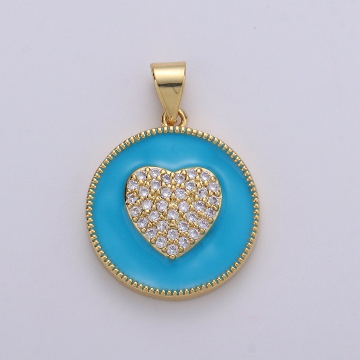 Micro Pave Pink Enamel Heart Charm Pendant, Enamel Heart Pendant, 14K gold Filled Heart Charm Blue Red Heart Pendant for Necklace Bracelet, J39/40/41