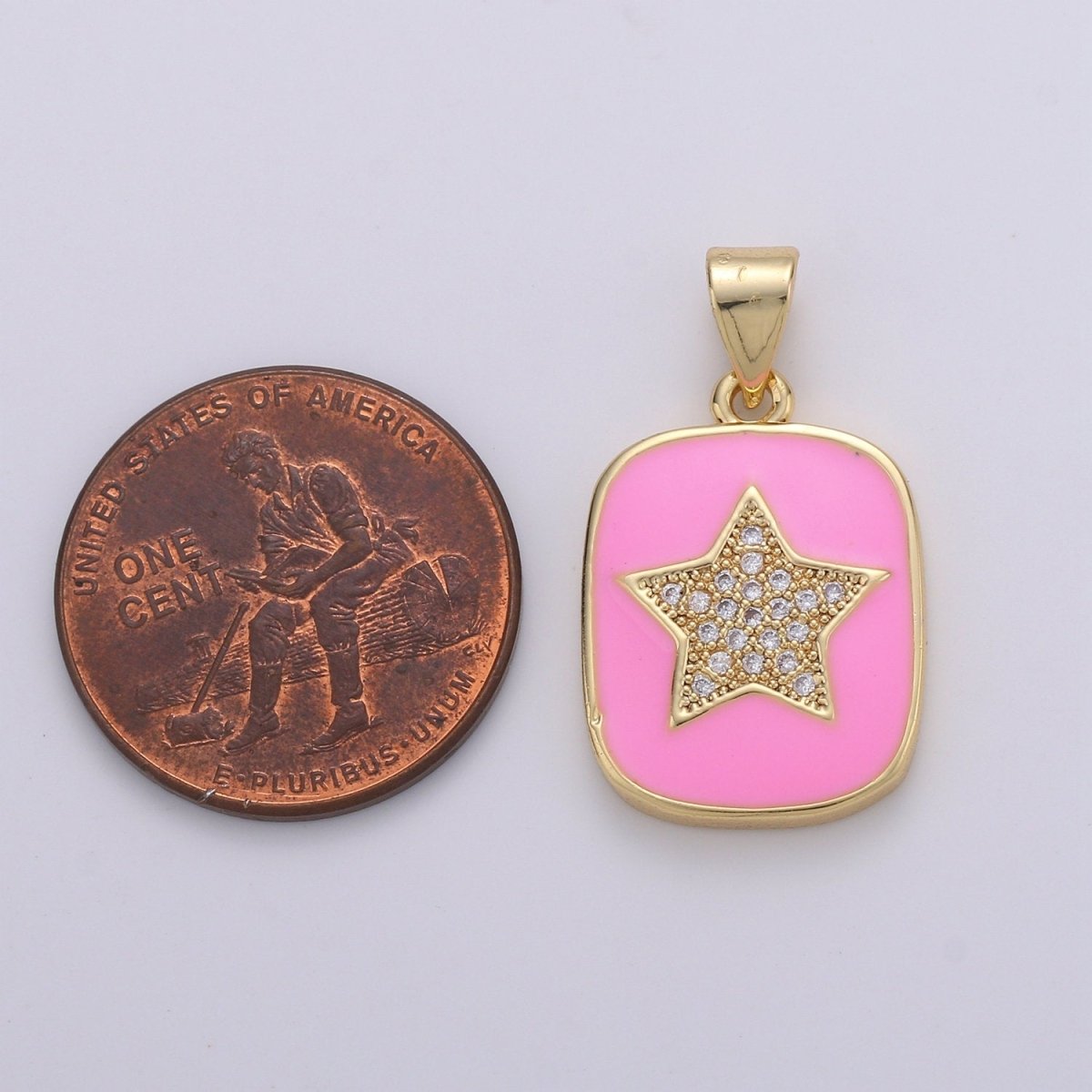 Micro Pave Pink Enamel Star Charm Pendant, Enamel Star Pendant, 14K gold Filled Celestial Charm Blue Star Pendant for Necklace Bracele J-042,J-043
