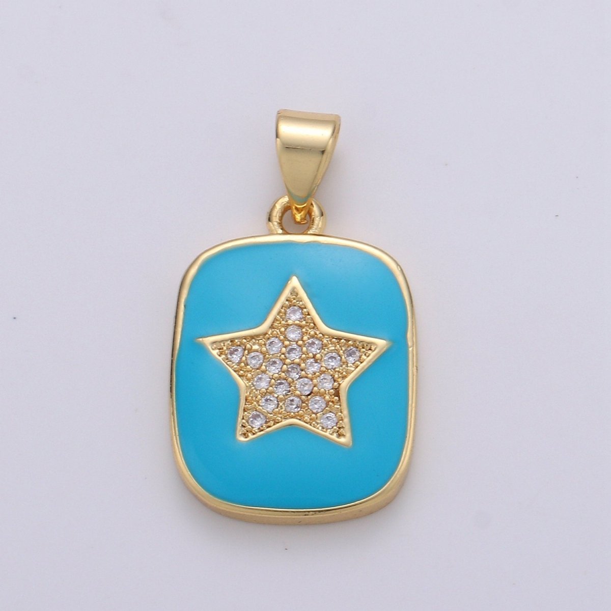 Micro Pave Pink Enamel Star Charm Pendant, Enamel Star Pendant, 14K gold Filled Celestial Charm Blue Star Pendant for Necklace Bracele J-042,J-043