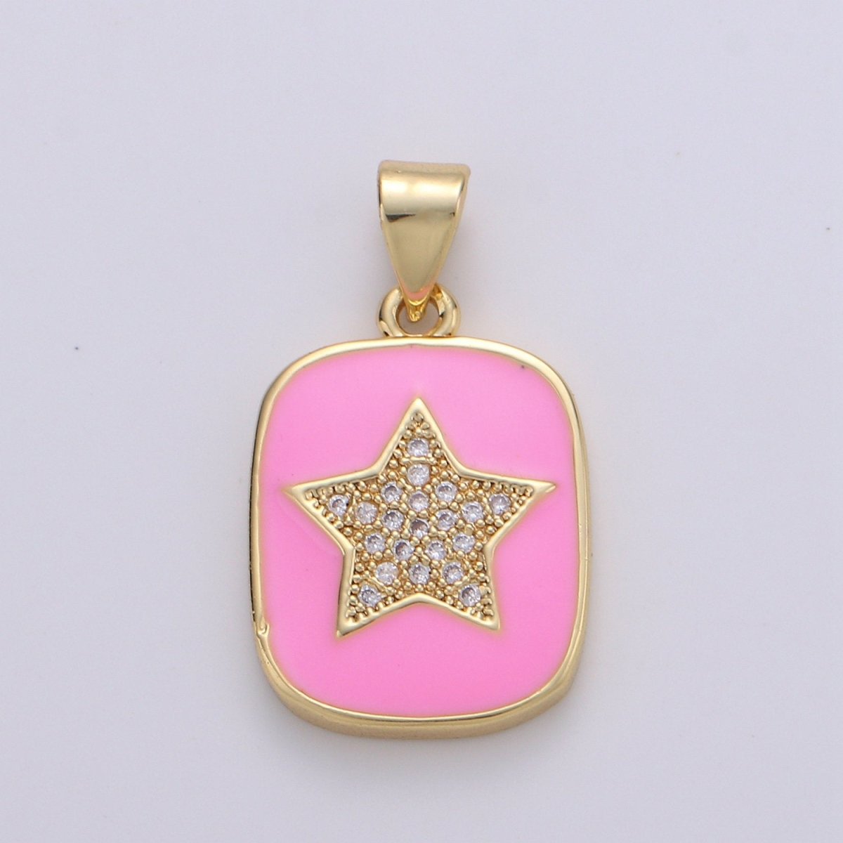 Micro Pave Pink Enamel Star Charm Pendant, Enamel Star Pendant, 14K gold Filled Celestial Charm Blue Star Pendant for Necklace Bracele J-042,J-043