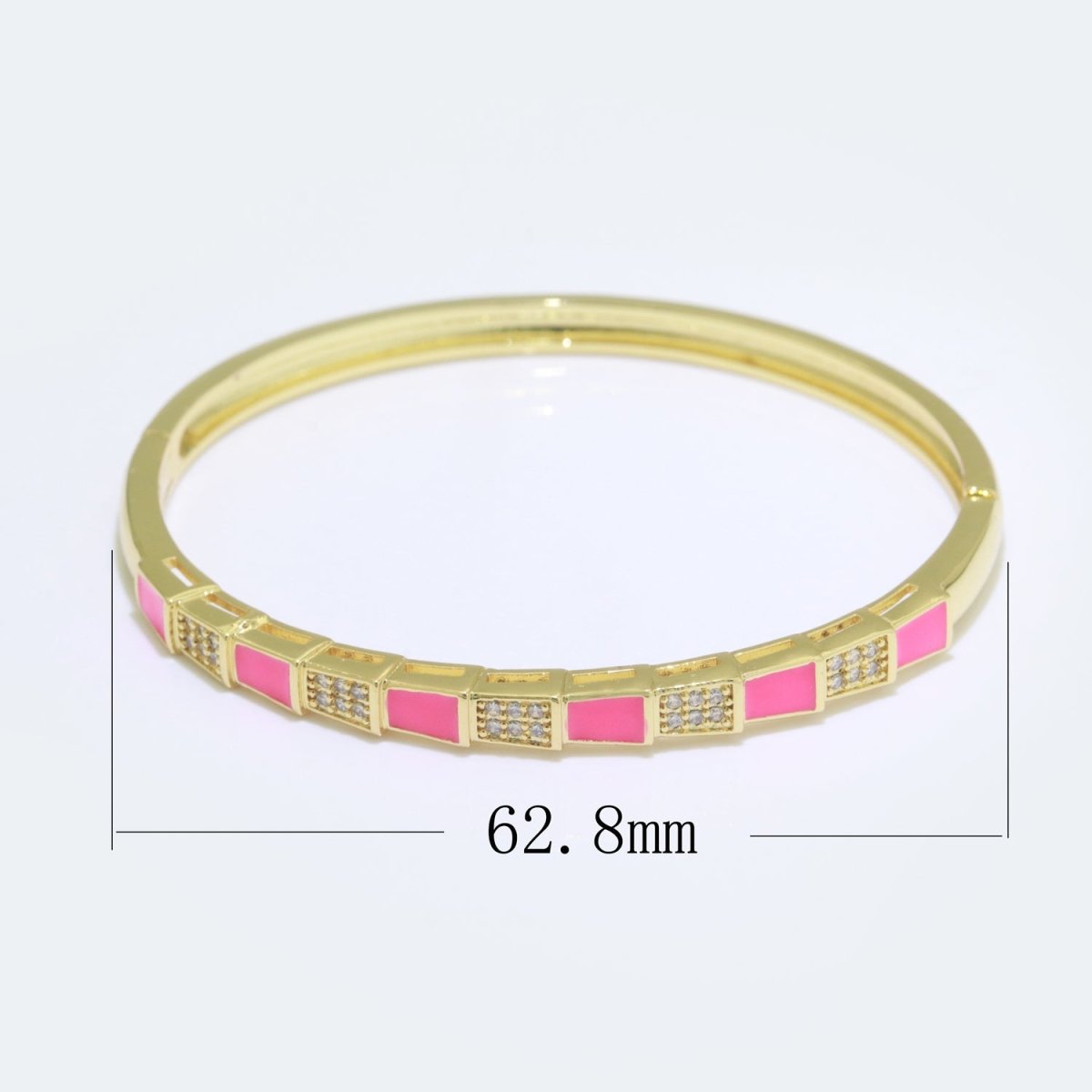 Micro Pave Plaid Cuff Bracelet, 14K Gold Filled Bangle Enamel Bracelet Adjustable Checker | WA-173 to WA-182 Clearance Pricing