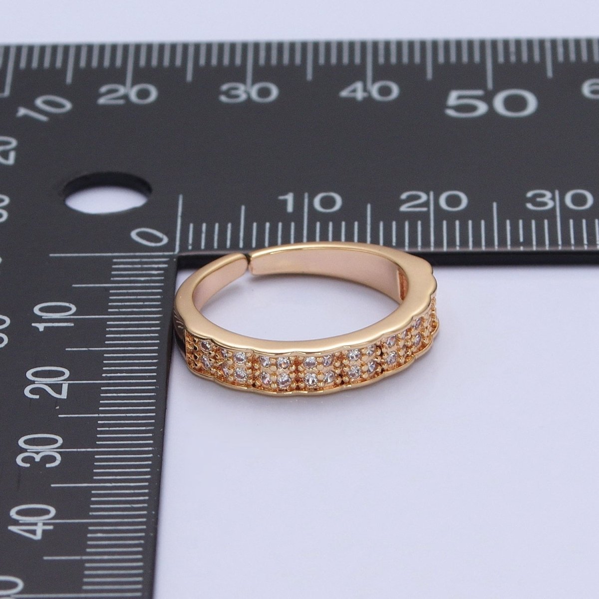Micro Pave Ring in 16k Gold Filled Open Adjustable Ring O-744 - DLUXCA