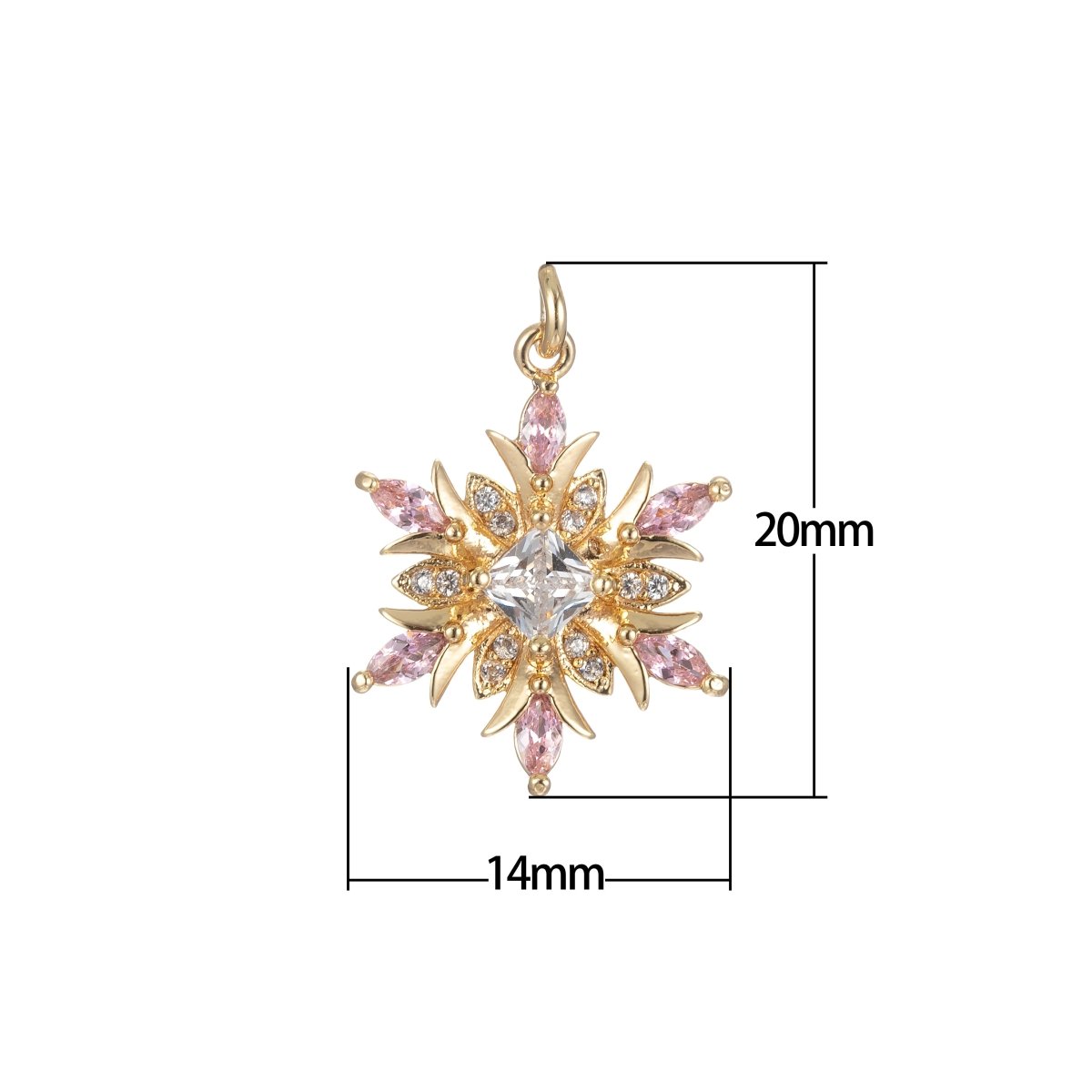 Micro Pave snow Flake Charm for Statement Necklace, Winter Wonderland Inspired Pendant Necklace, DIY Supply Jewelry Gift For Her E-860 E-861