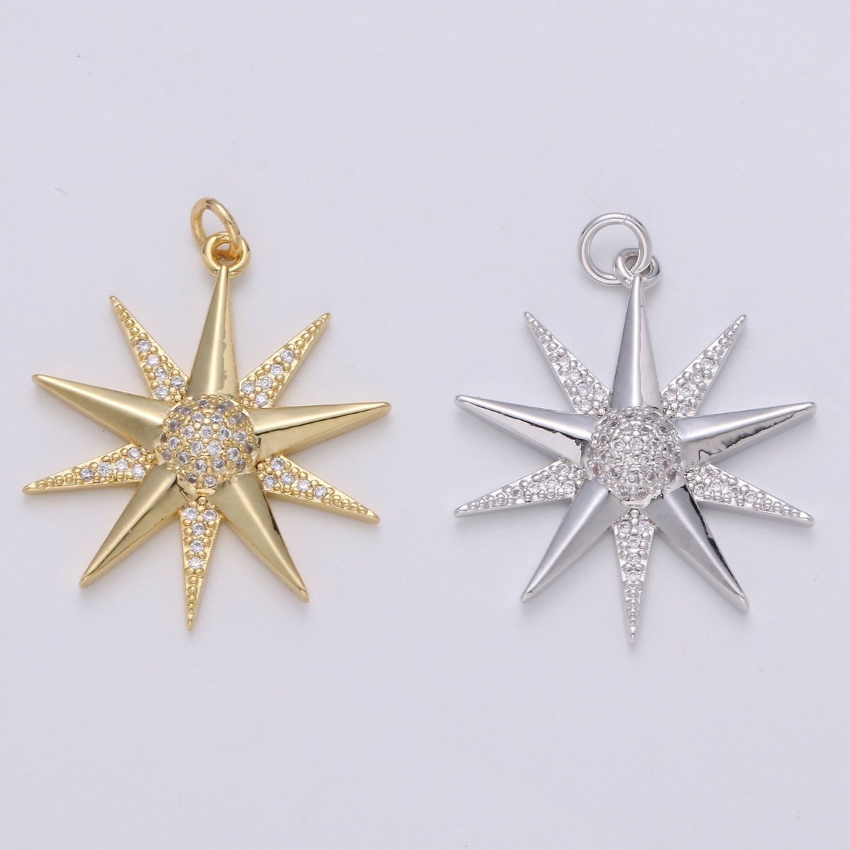 Micro Pave Star Charms, Cubic Zirconia Charms, CZ Charms, Gold Star Charm, Necklace Pendant Bracelet Charms Silver Star Celestial Jewelry D-475 D-587
