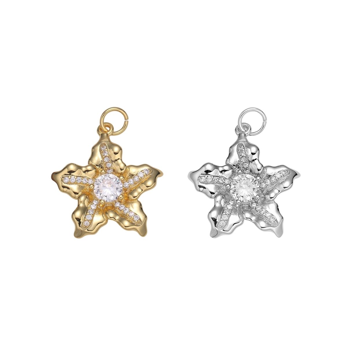 Micro Pave Star Charms, Solitaire Cubic Zirconia Charms, Gold Star Charm, Necklace Pendant Bracelet Charms Star Celestial Jewelry E-190 E-783