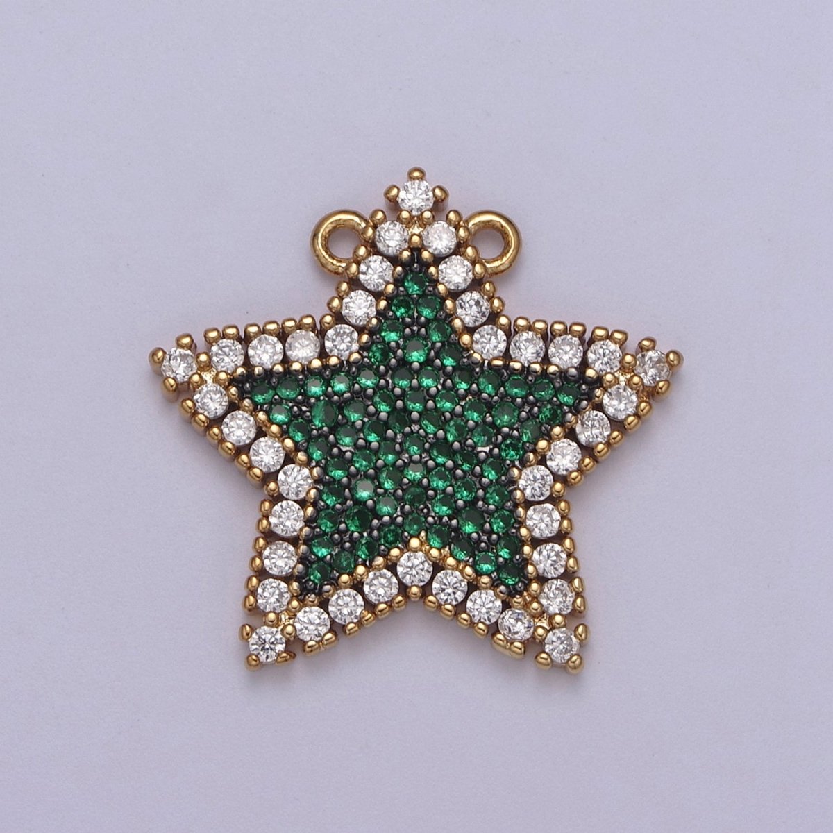 Micro Pave Star Pendant • 24k Gold Filled Star Charm Dainty Celestial Jewelry Making Supplies • Cubic Twinkle Little Star Green Blue Teal Pink CZ Star F-760 F-763 F-768