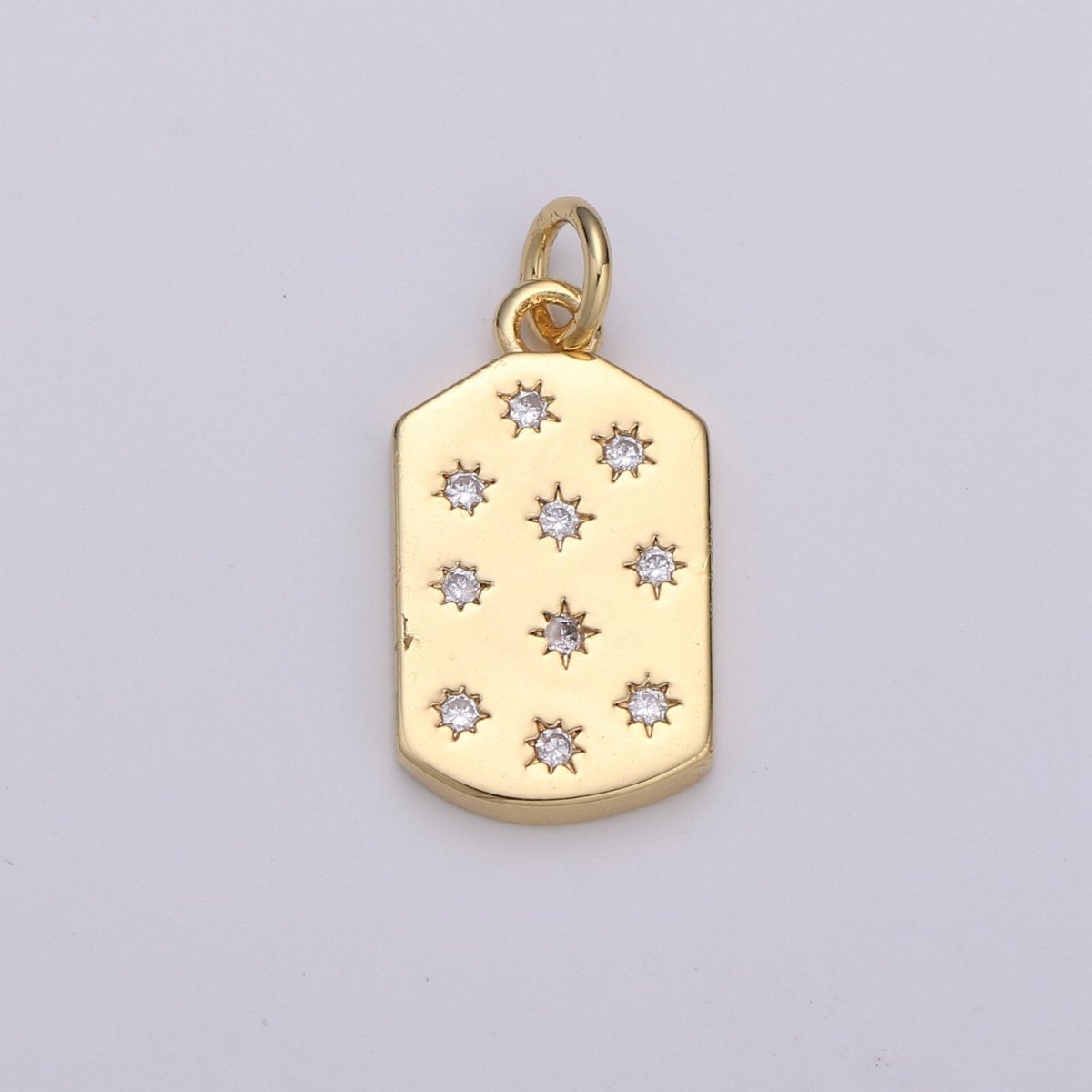 OS Micro Pave Star Pendant Dainty Star Charm Gold Celestial Dog Tag Charm Military Tag Jewelry Making Supply 24K Gold Filled Findings D-532