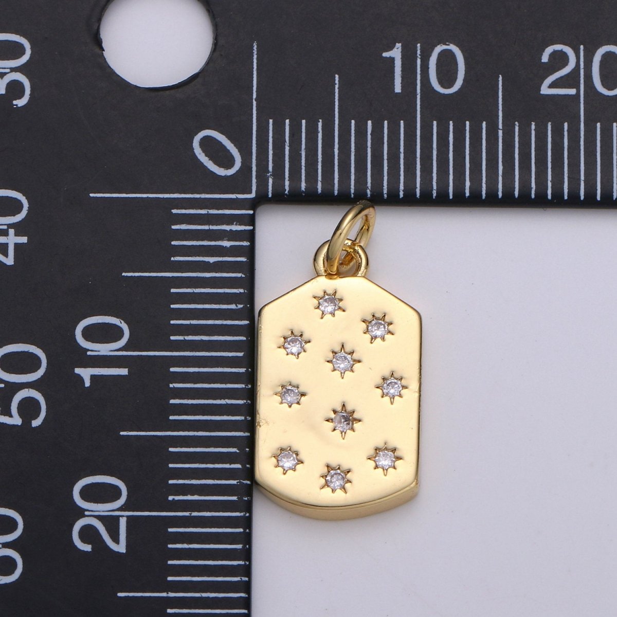 OS Micro Pave Star Pendant Dainty Star Charm Gold Celestial Dog Tag Charm Military Tag Jewelry Making Supply 24K Gold Filled Findings D-532