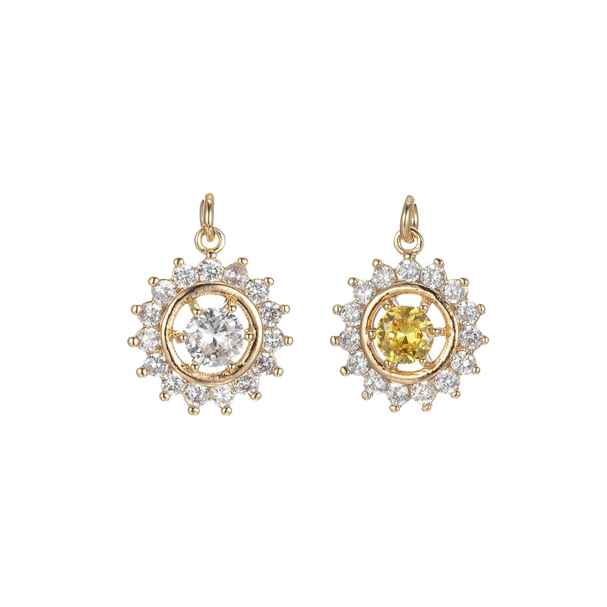 Micro Pave Sun Charm for Statement Necklace, Sunburst Celestial Pendant Necklace, DIY Supply Jewelry Gift For Her E-858 E-859