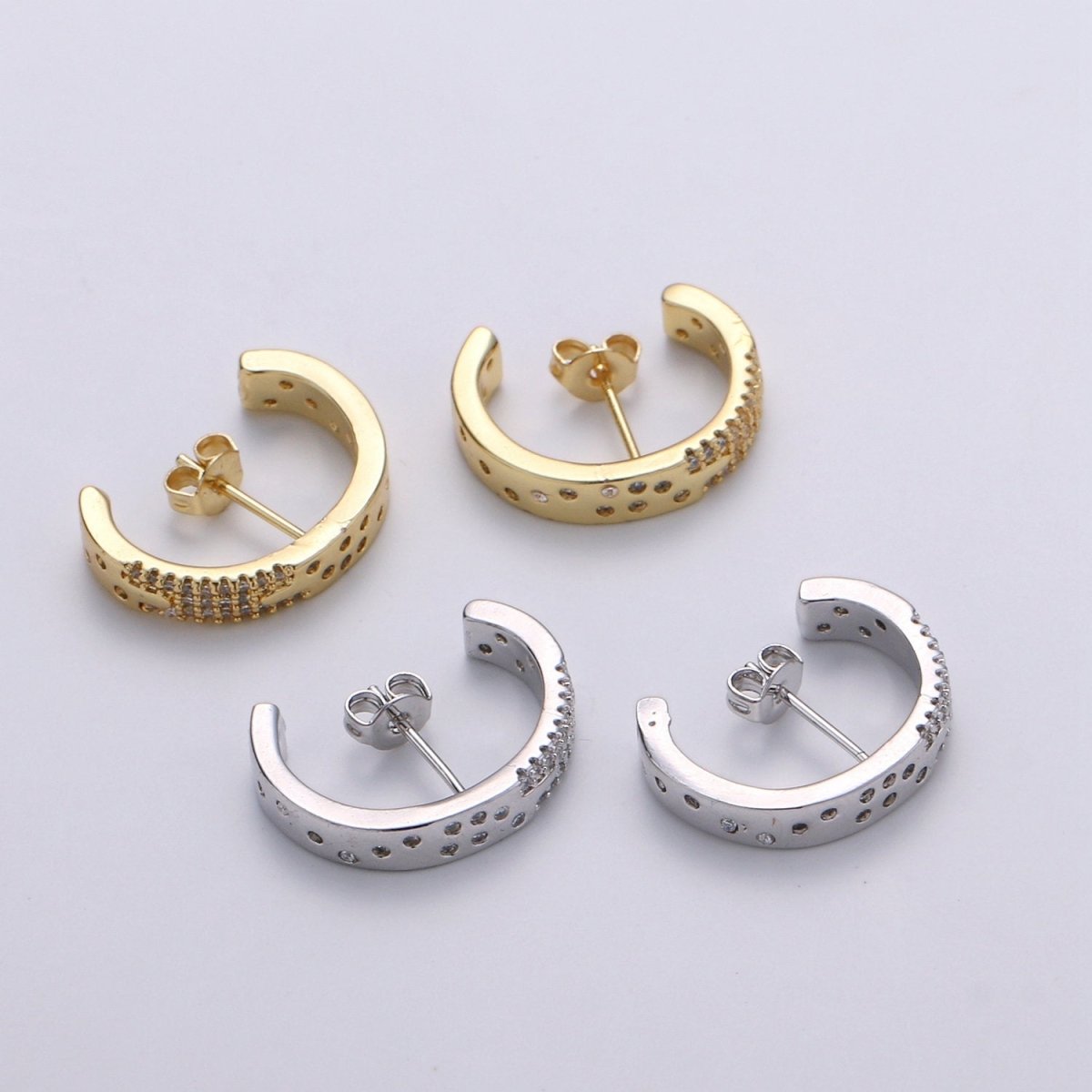 Micro Pave Suspender Earrings • Gold Filled ear climbers • cuff earrings • Gold hoop stud earrings • Satement Earring jewelry Q-245 Q-246