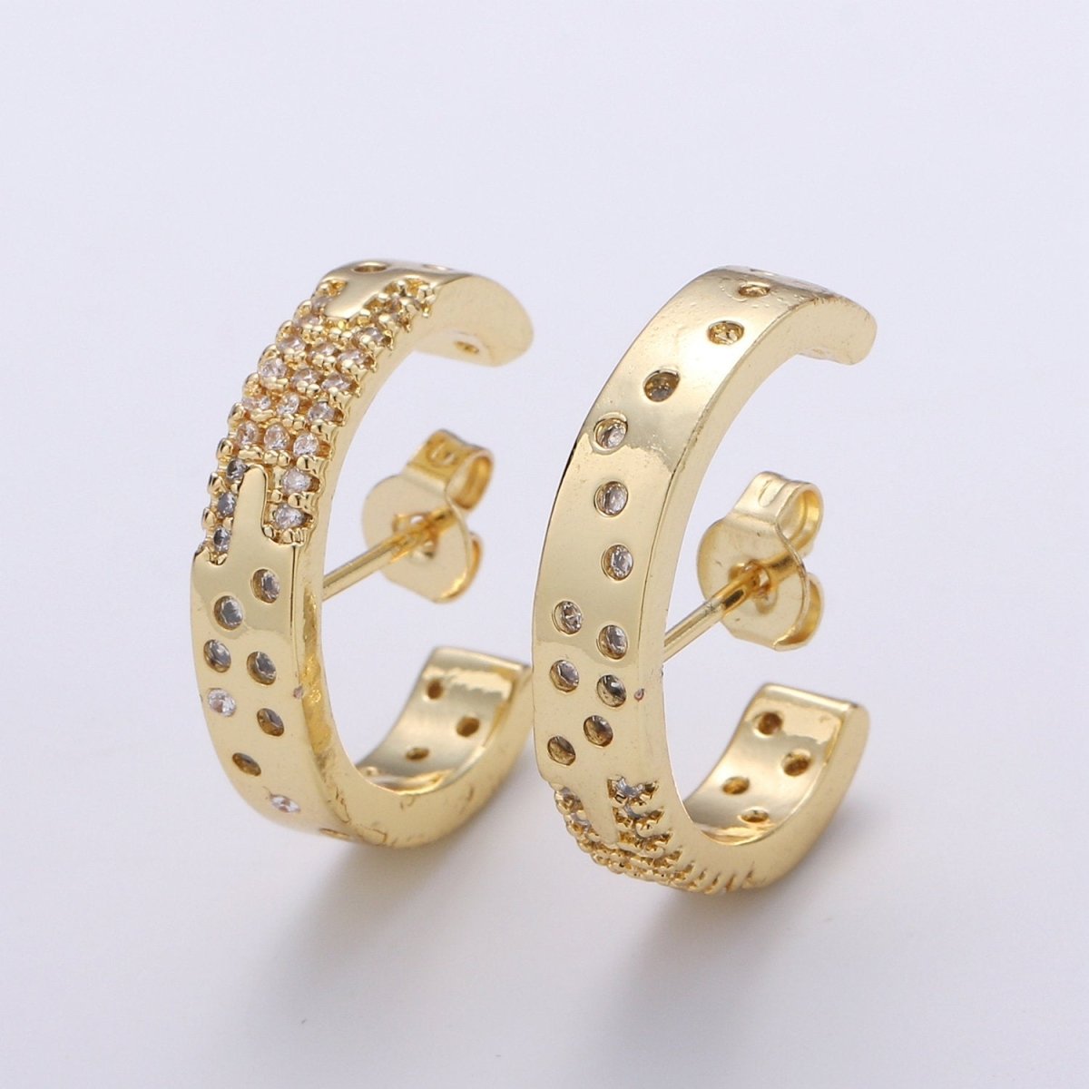 Micro Pave Suspender Earrings • Gold Filled ear climbers • cuff earrings • Gold hoop stud earrings • Satement Earring jewelry Q-245 Q-246