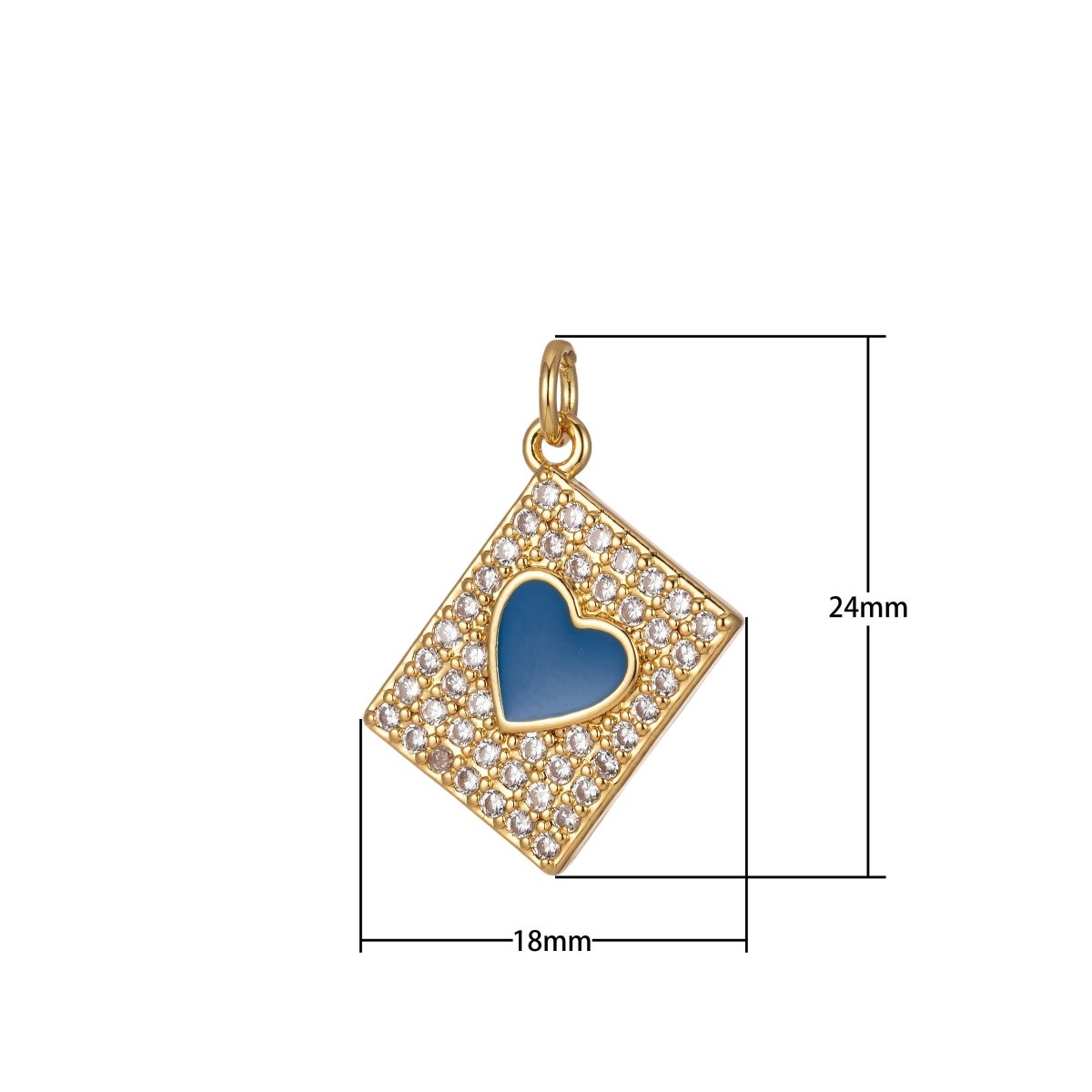 Micro Pave Tag Charm Cubic Heart Enamel Pendant E-892-E-898