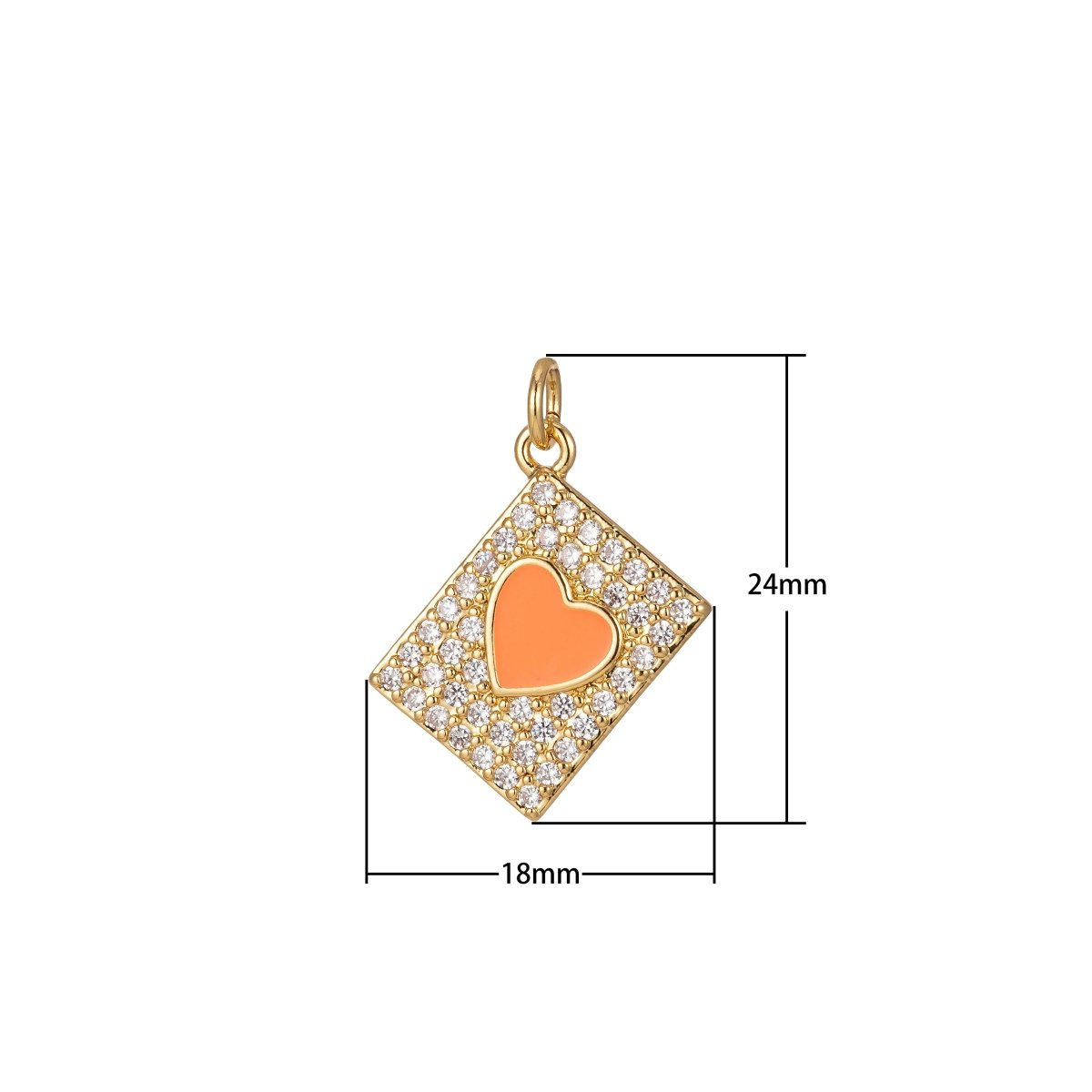 Micro Pave Tag Charm Cubic Heart Enamel Pendant E-892-E-898