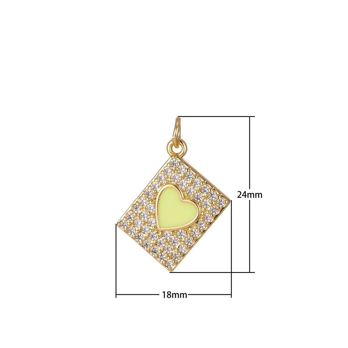 Micro Pave Tag Charm Cubic Heart Enamel Pendant E-892-E-898