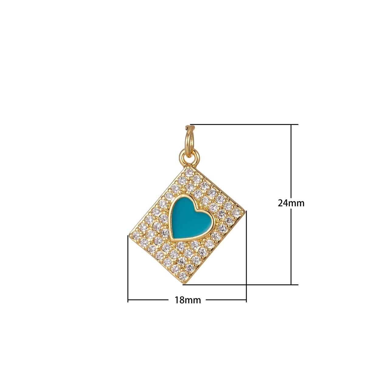 Micro Pave Tag Charm Cubic Heart Enamel Pendant E-892-E-898