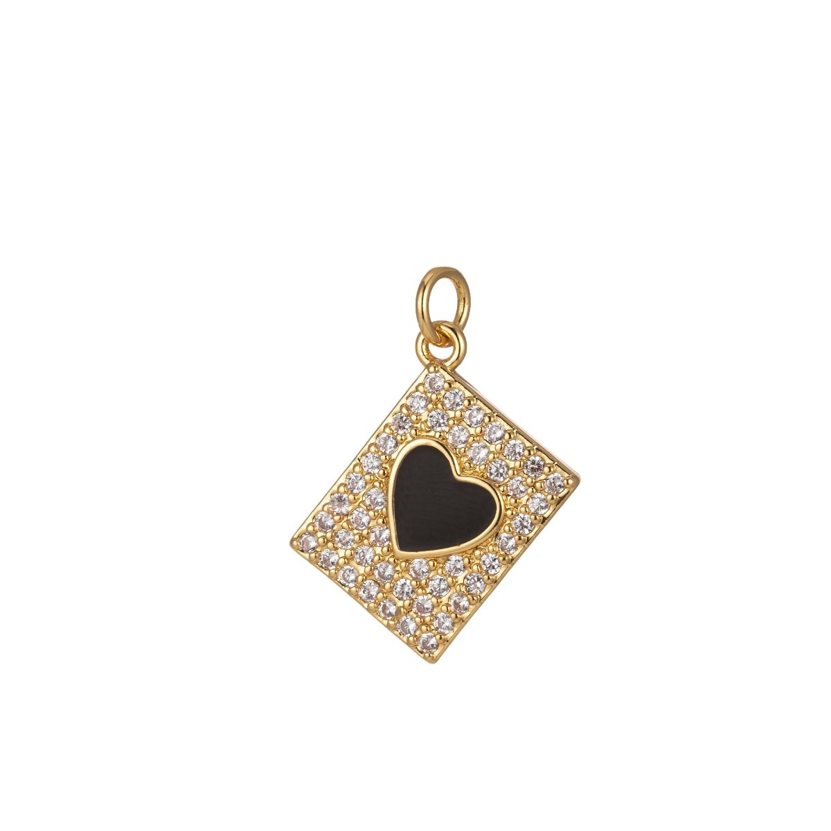 Micro Pave Tag Charm Cubic Heart Enamel Pendant E-892-E-898