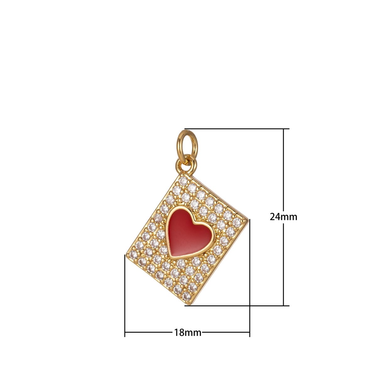 Micro Pave Tag Charm Cubic Heart Enamel Pendant E-892-E-898