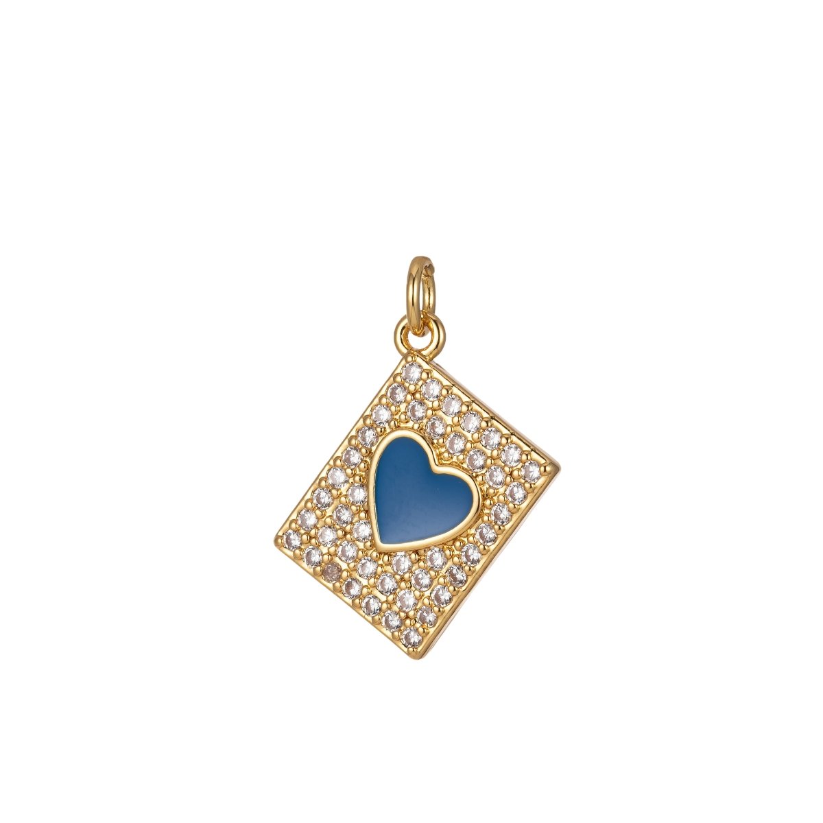 Micro Pave Tag Charm Cubic Heart Enamel Pendant E-892-E-898