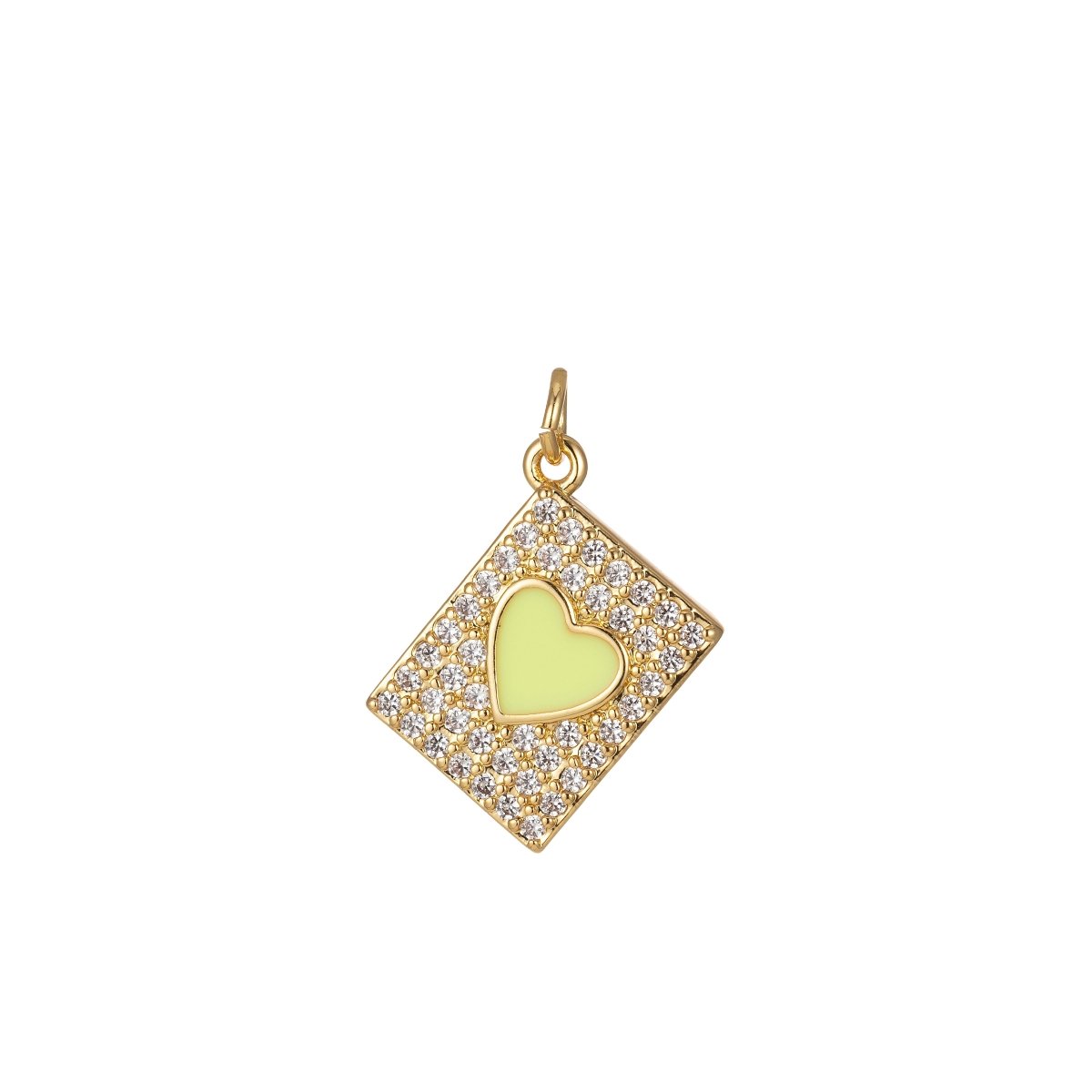 Micro Pave Tag Charm Cubic Heart Enamel Pendant E-892-E-898