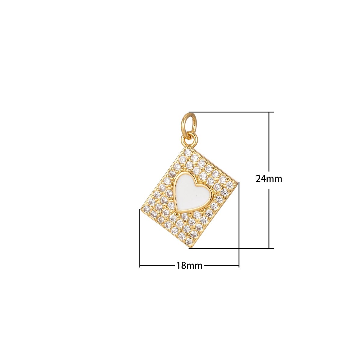 Micro Pave Tag Charm Cubic Heart Enamel Pendant E-892-E-898