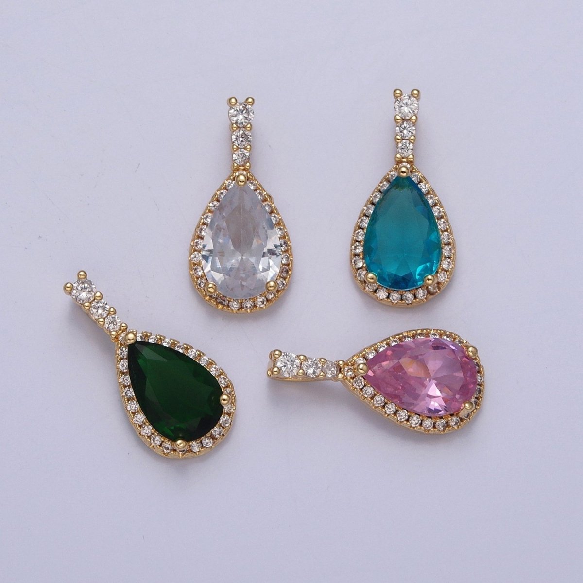 Micro Pave Teardrop Cubic Zirconia Pendant X-315 X-316 X-317 X-318