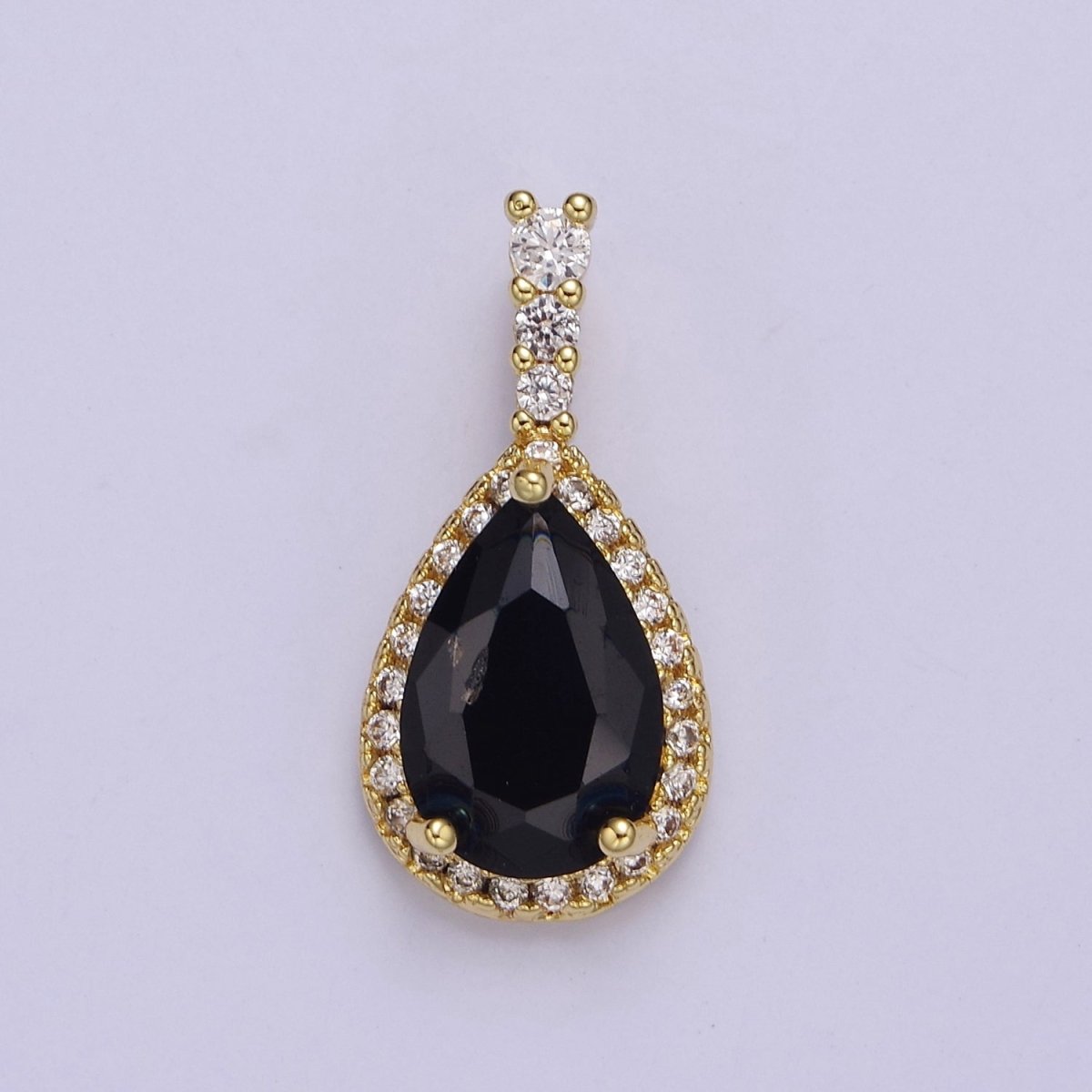 Micro Pave Teardrop Pink, Clear, Black Cubic Zirconia CZ Pendant Charm For Jewelry Necklace Making, J-562 J-564 J-565