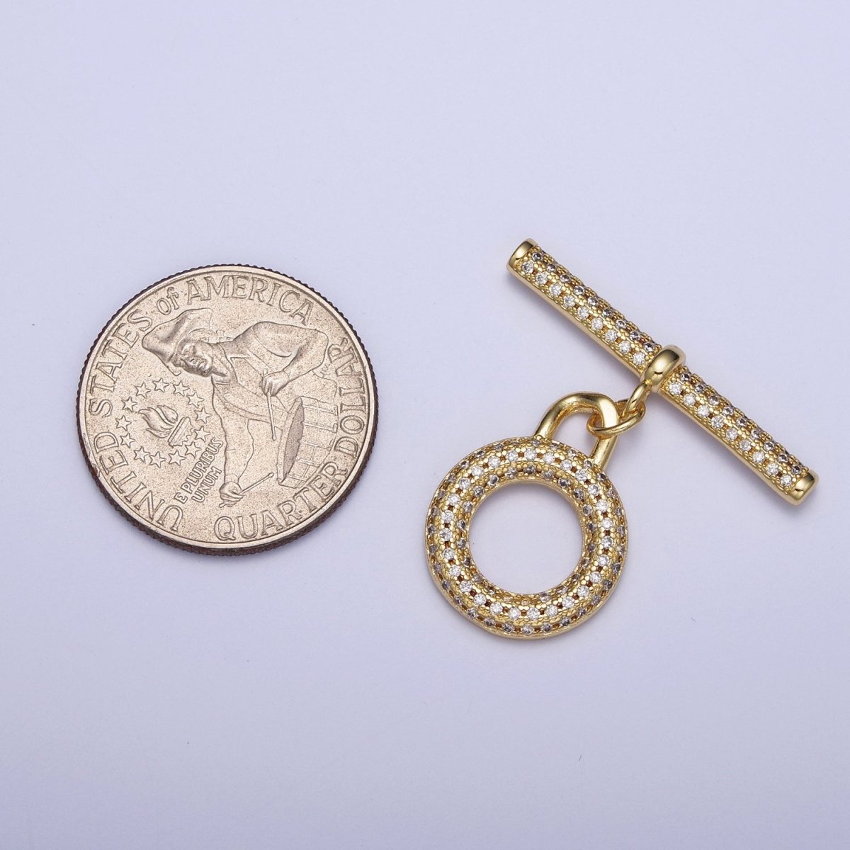 Micro Paved 24K Gold Filled Toggle Clasps For Necklace Bracelet Findings L-920 - DLUXCA