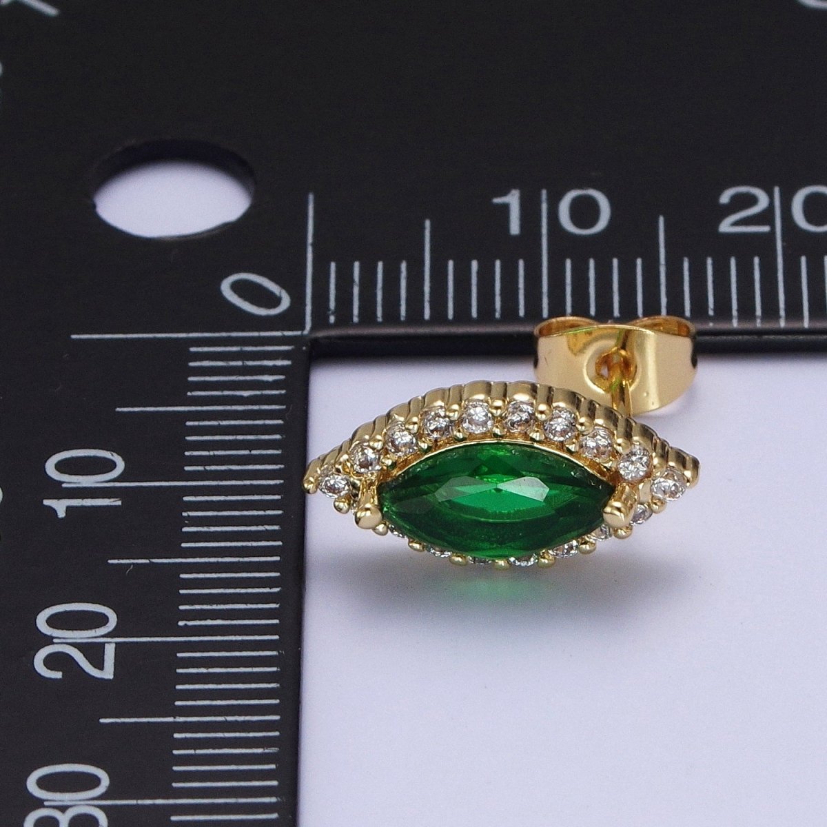 Micro Paved Clear Pink Green Marquise Cubic Zirconia Stud Earrings | AD-556~AD-558