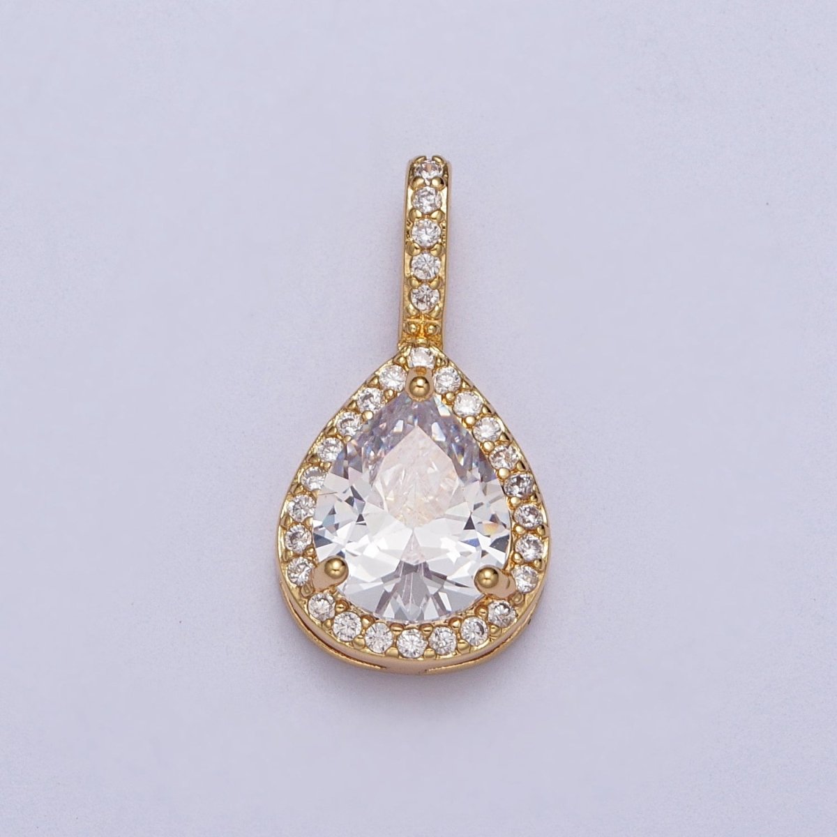 Micro Paved Clear, Red, Green Teardrop CZ Gold Pendant | AA011 - AA013