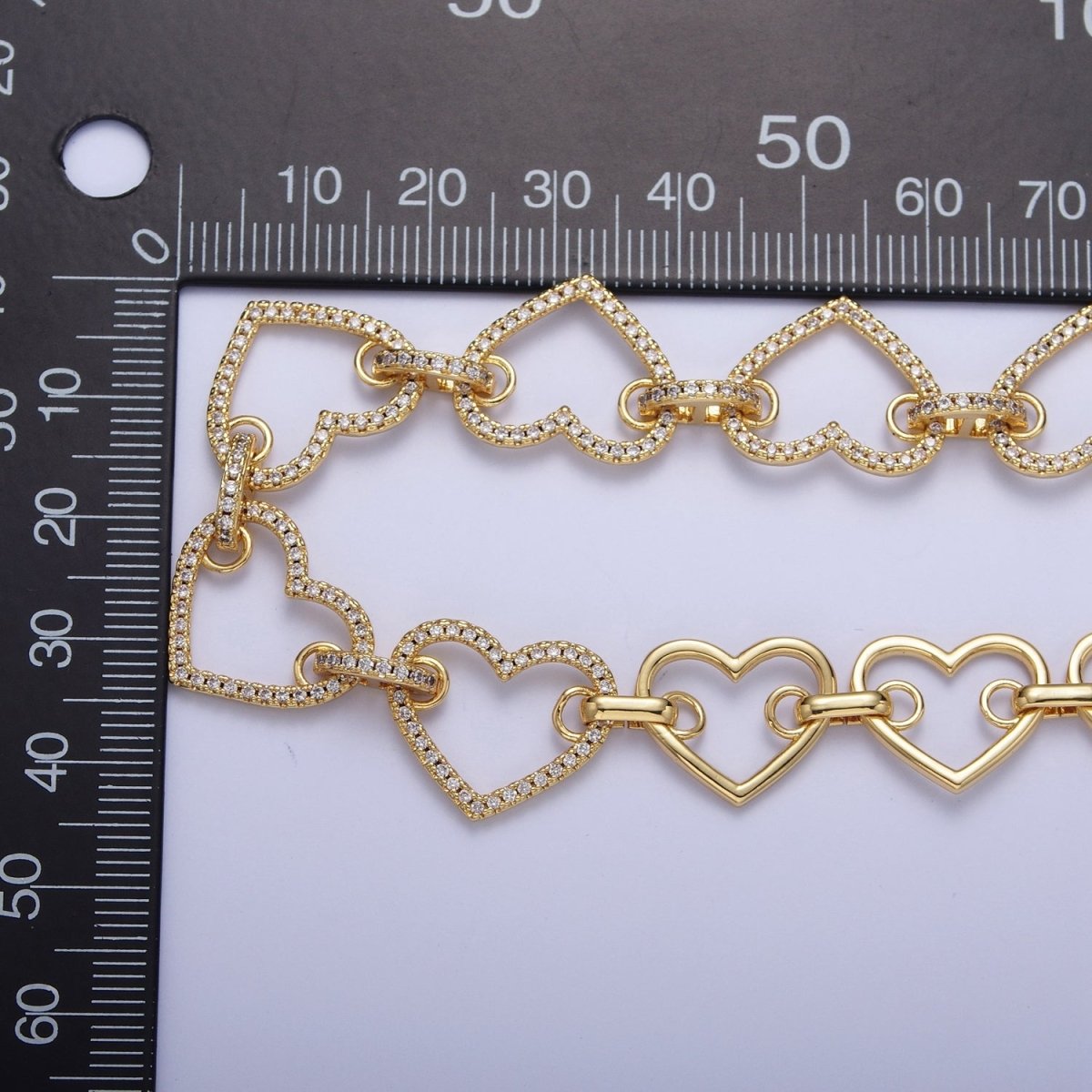 Micro Paved Cubic Zirconia Love Heart Chain Link 16 Inch Choker Necklace For Valentine Jewelry | WA-1105 Clearance Pricing