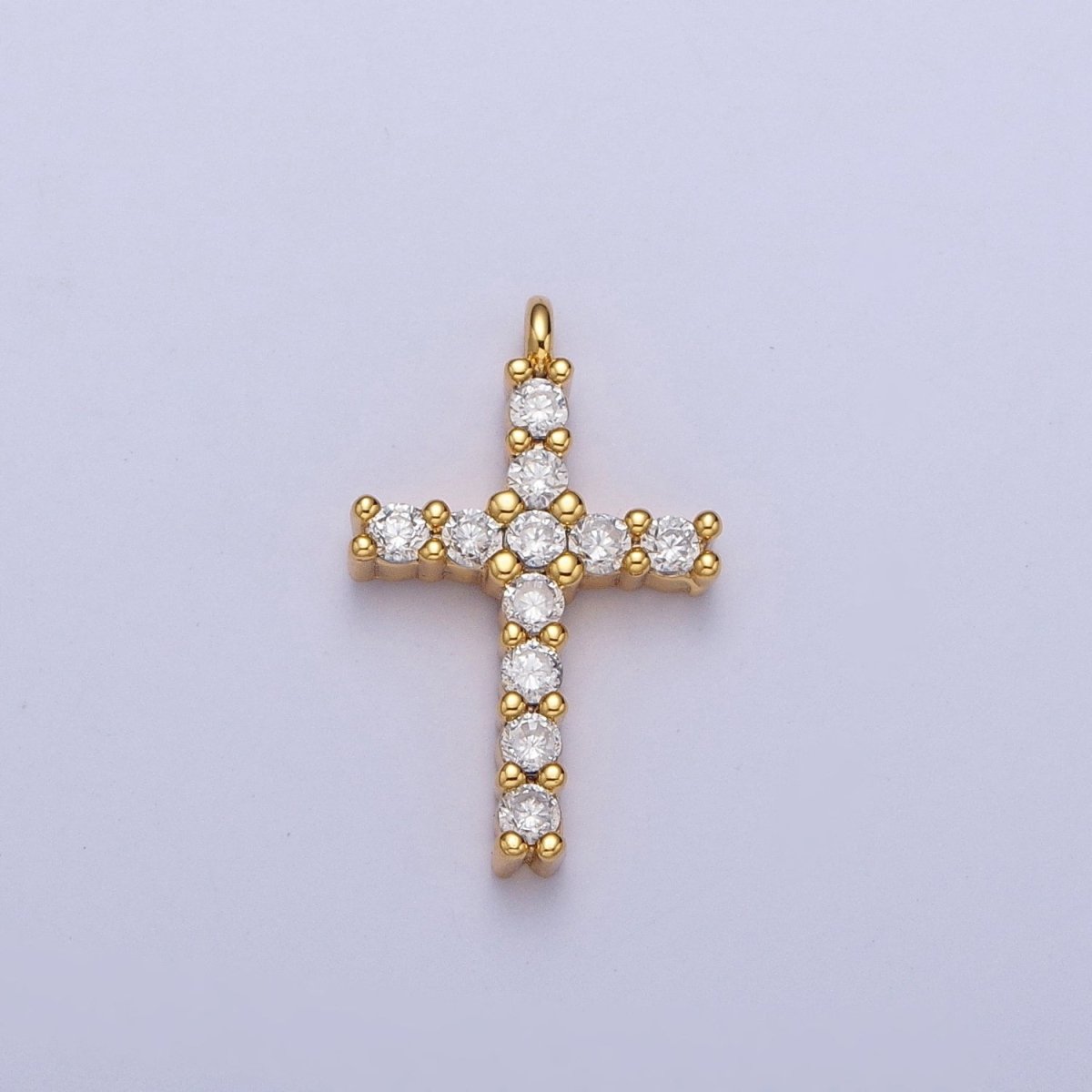 14K Gold Filled 15mm Micro Paved CZ Religious Cross Charm in Gold & Silver | C877
