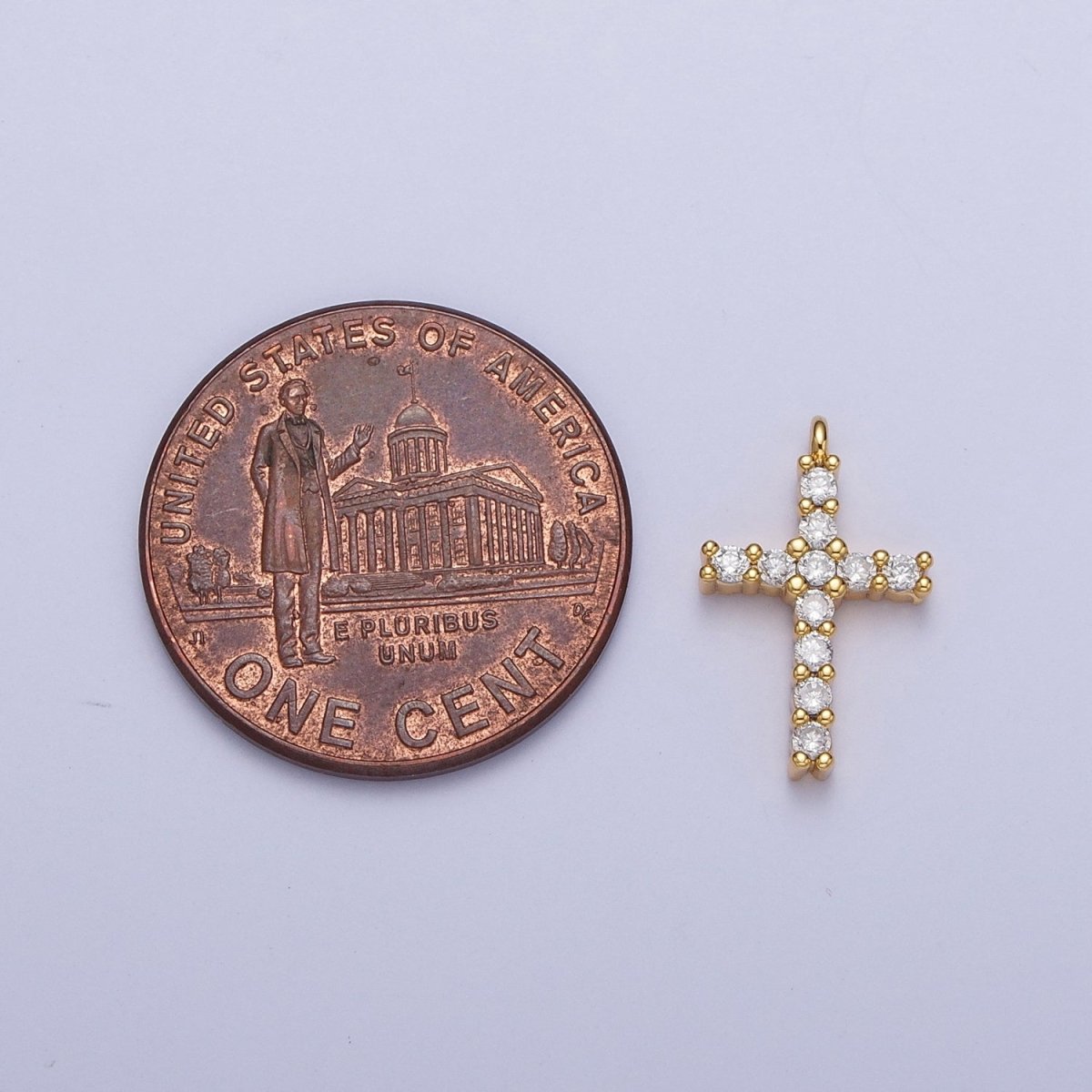 14K Gold Filled 15mm Micro Paved CZ Religious Cross Charm in Gold & Silver | C877
