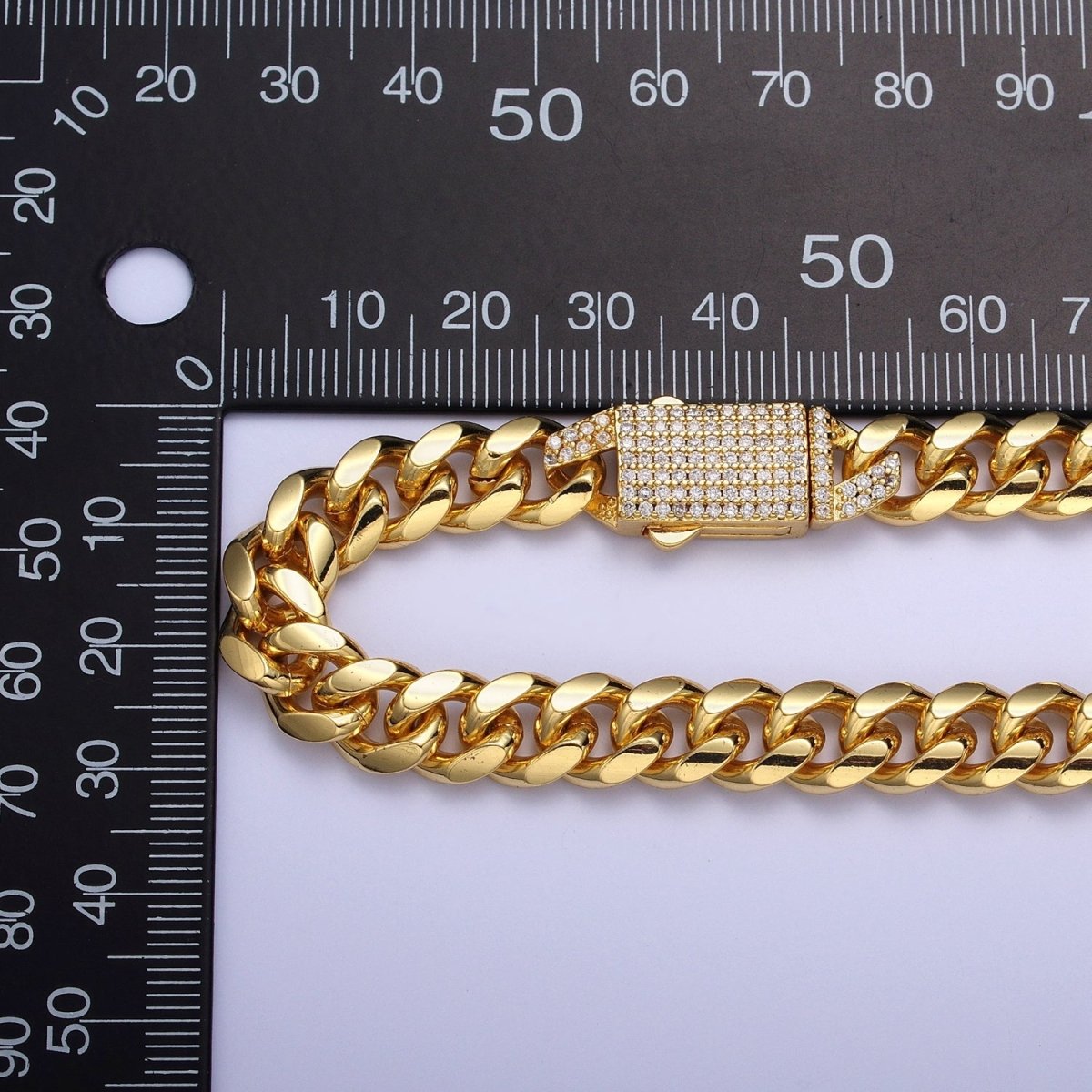 Micro Paved Cubic Zirconia Snap Lock Gold, Silver Cuban Curb Choker Necklace | WA-1106 WA-1418 Clearance Pricing