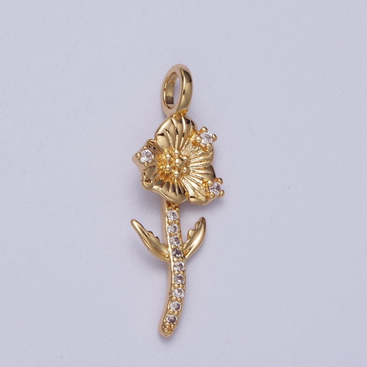 Micro Paved CZ Botanic Garden Birth Flower Gold Charm H-011 H-026 - H-032 H-038 H-040 H-041