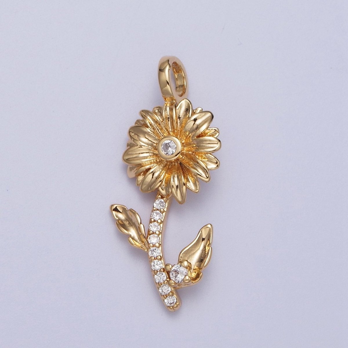 Micro Paved CZ Botanic Garden Birth Flower Gold Charm H-011 H-026 - H-032 H-038 H-040 H-041