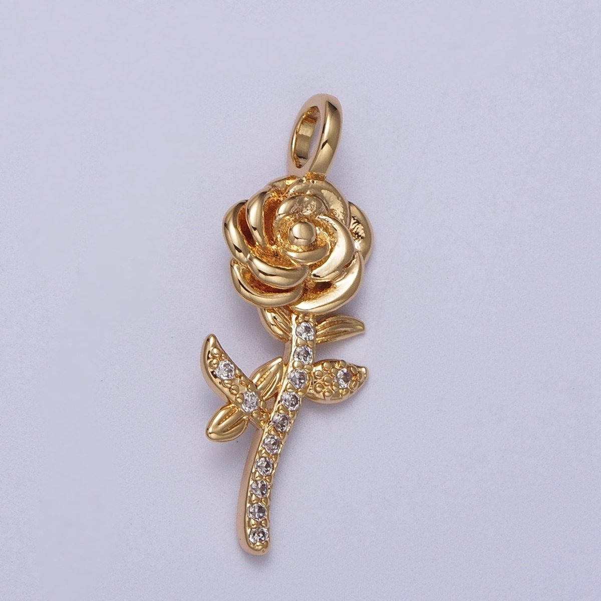 Micro Paved CZ Botanic Garden Birth Flower Gold Charm H-011 H-026 - H-032 H-038 H-040 H-041