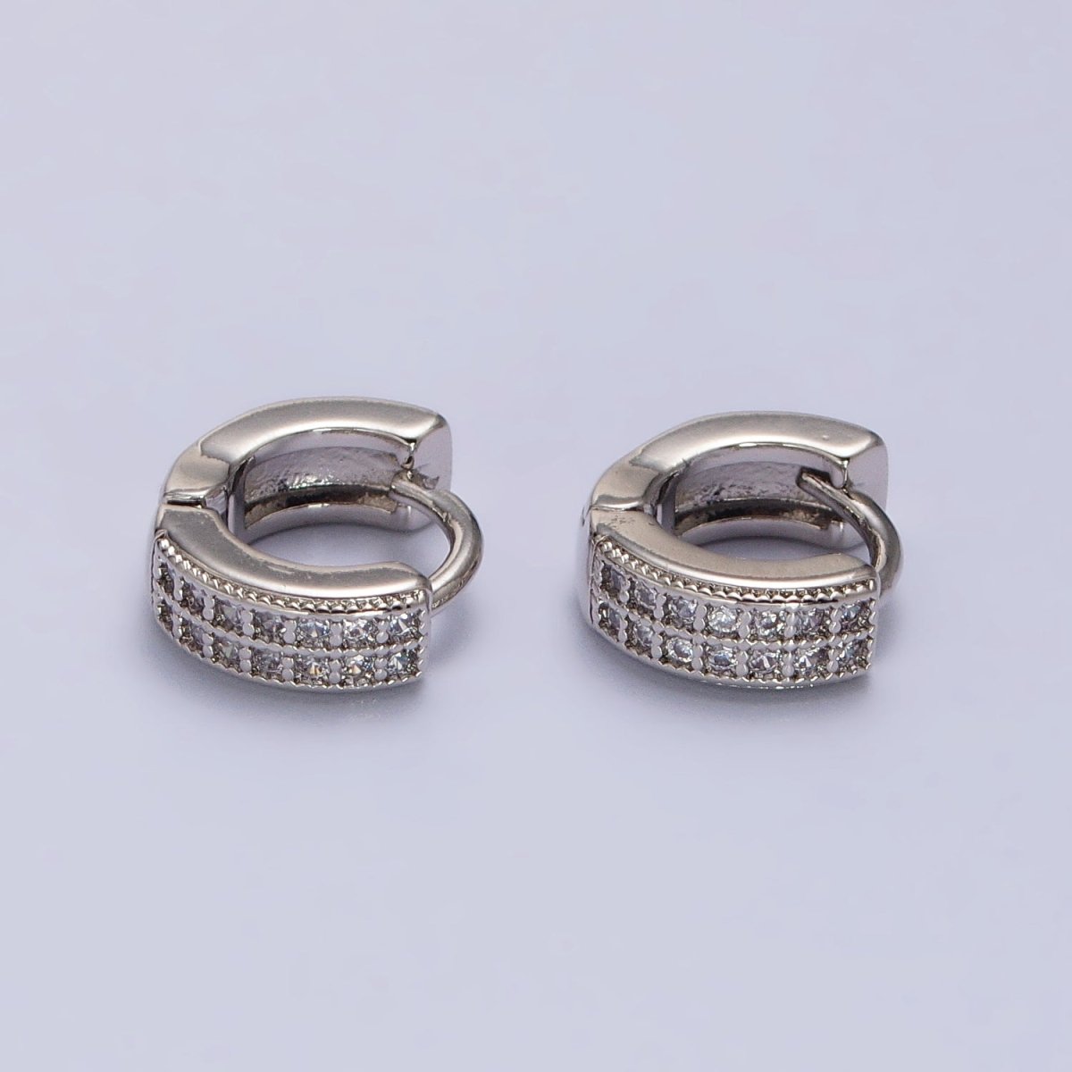 Micro Paved CZ Hoop Earrings Silver hoops Dainty Huggie earrings Party hoops AB1039 - DLUXCA