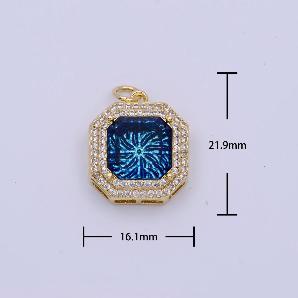 Micro Paved CZ Neon Thermal Galaxy Stone Gold Hexagonal Charm AG-068 AG-069