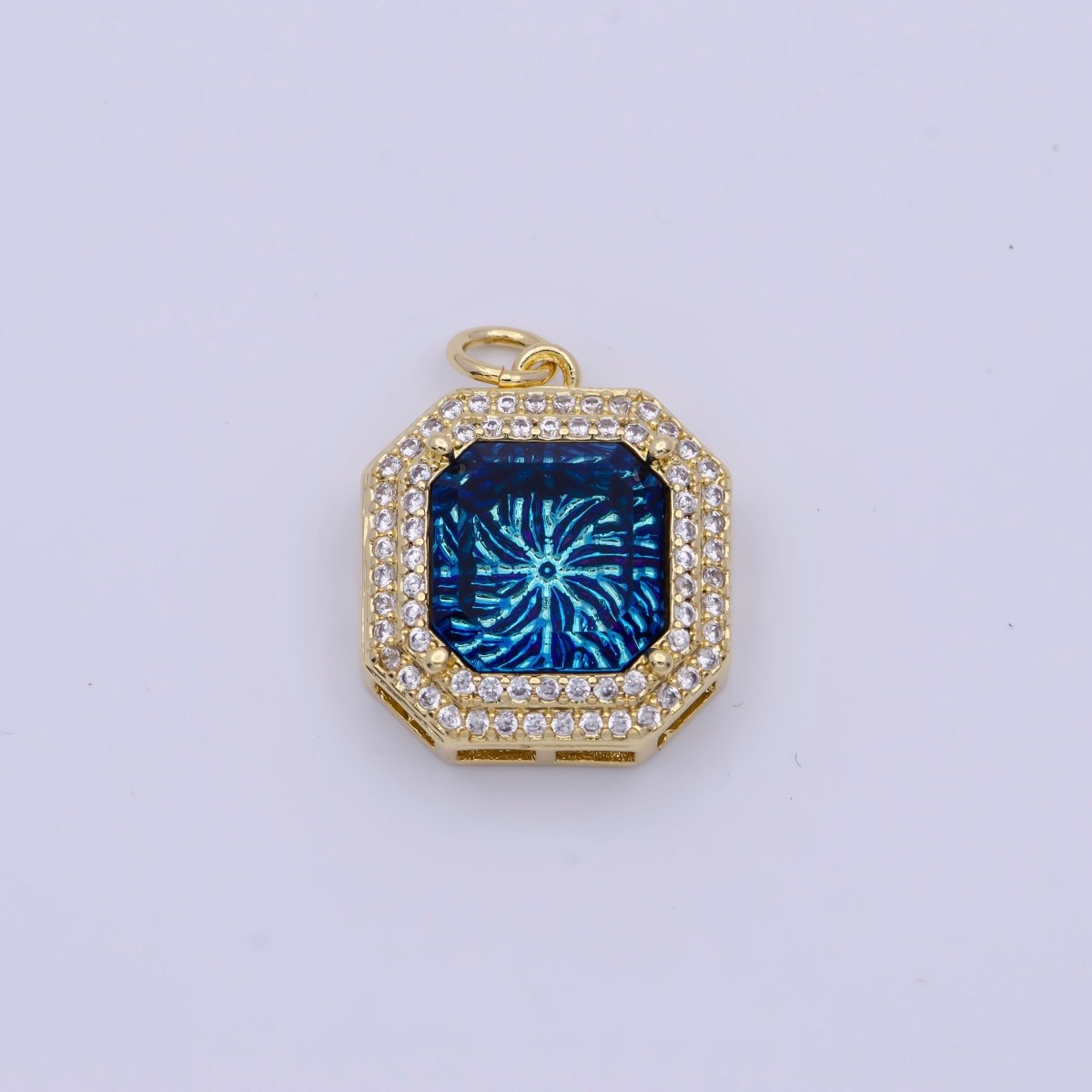 Micro Paved CZ Neon Thermal Galaxy Stone Gold Hexagonal Charm AG-068 AG-069