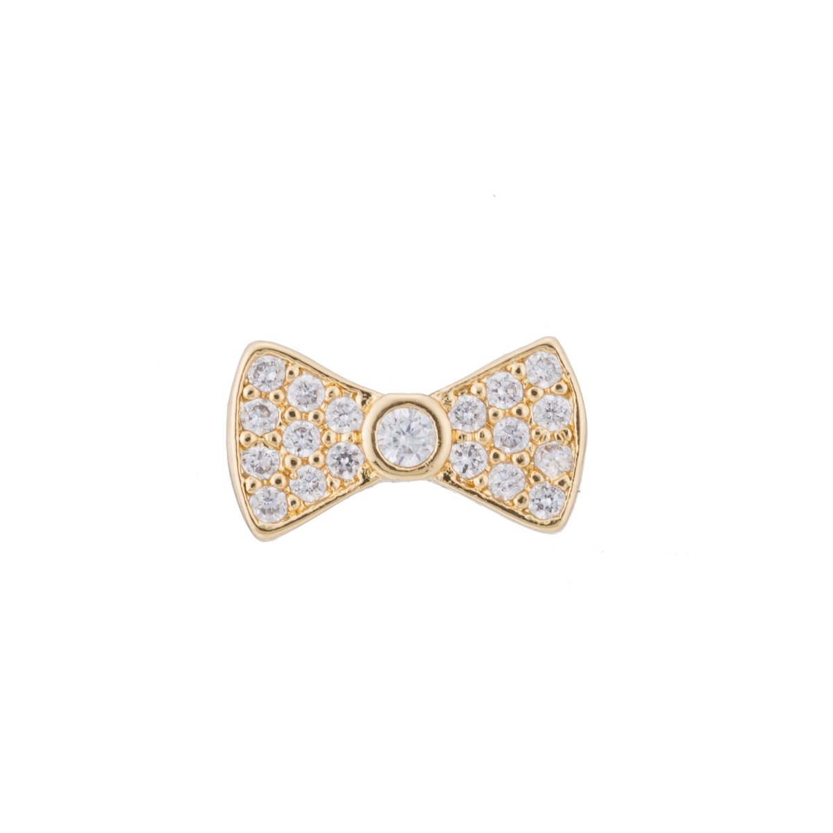 Micro Paved CZ / Turquoise Ribbon Bow Bead in Gold & Silver | B-068