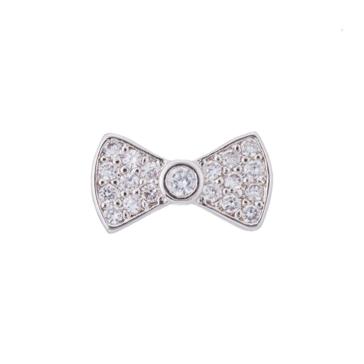 Micro Paved CZ / Turquoise Ribbon Bow Bead in Gold & Silver | B-068