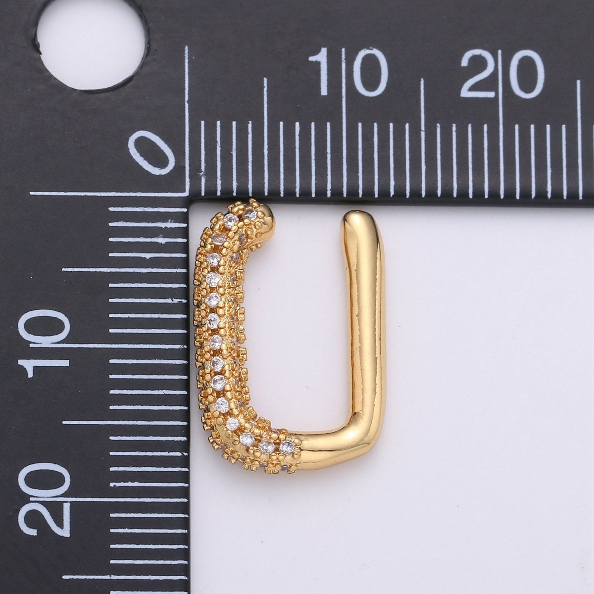 Micro Paved Ear Cuff Earrings EarCuffs - Gold Filled Chunky CZ Paved Non Pierced Cuff Earrings Geometric Jewelry K-447 - DLUXCA