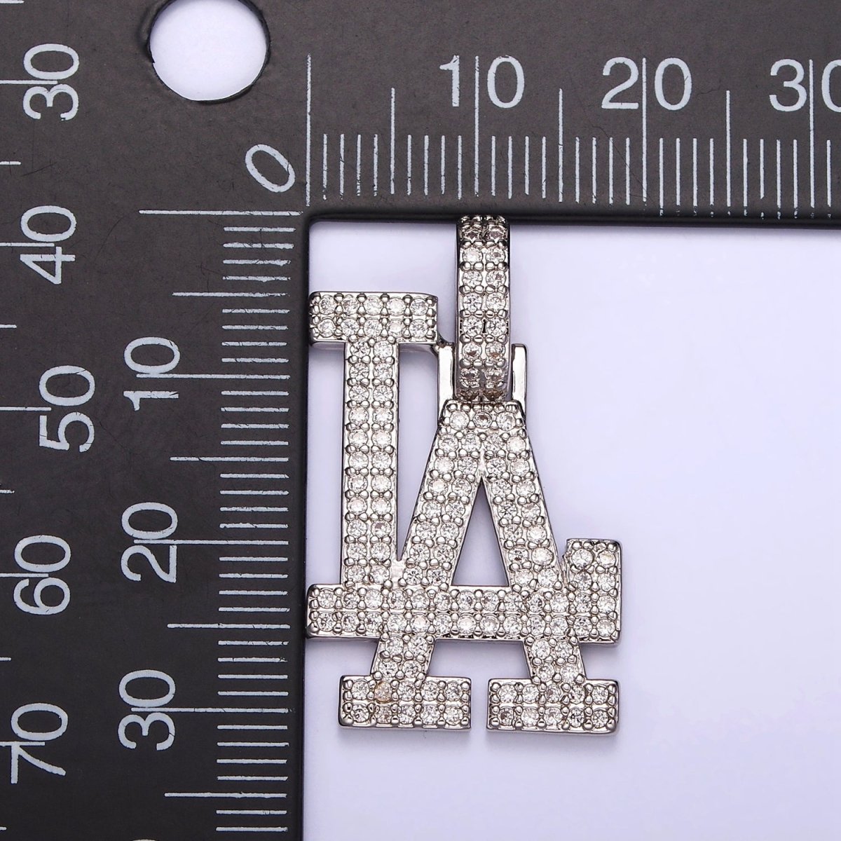 Micro Paved LA Los Angeles Icy Jewelry Statement CZ Pendant H-810 AA-665