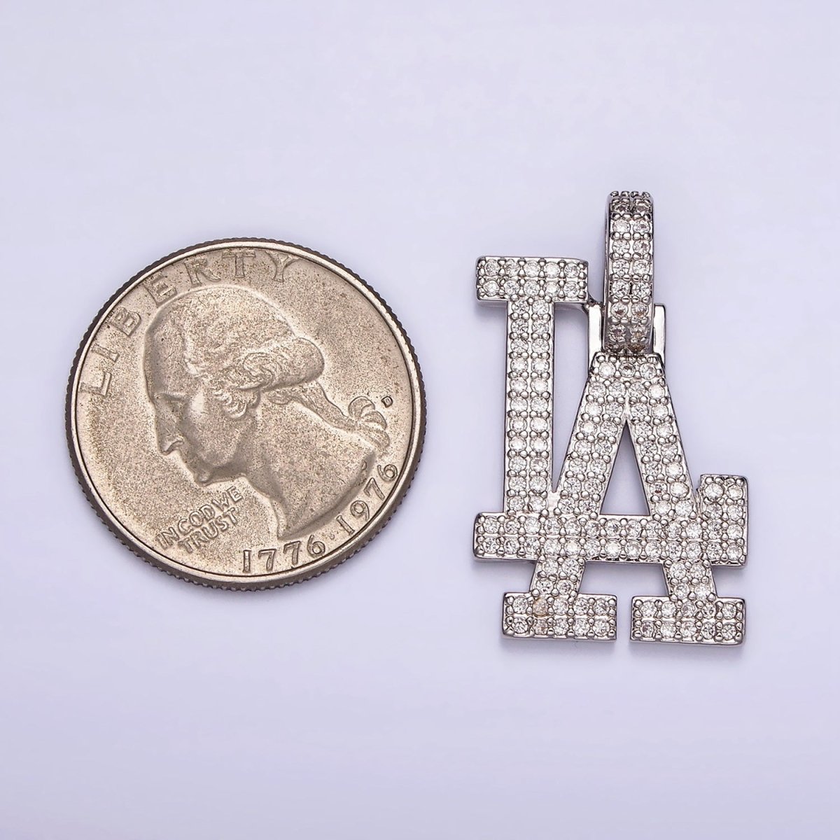 Micro Paved LA Los Angeles Icy Jewelry Statement CZ Pendant H-810 AA-665