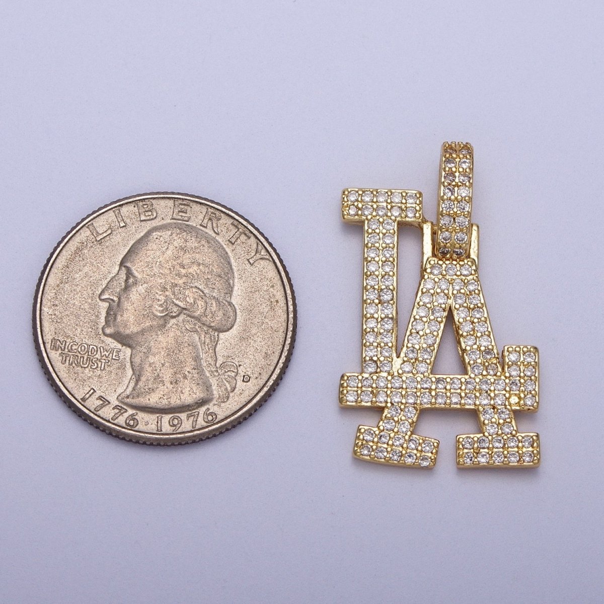 Micro Paved LA Los Angeles Icy Jewelry Statement CZ Pendant H-810 AA-665