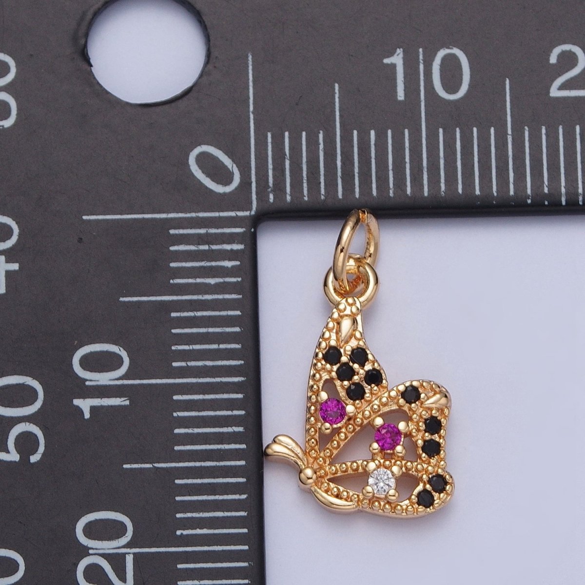 Micro Paved Multicolor, Clear CZ Dainty Flying Butterfly Add on Charm | X-183 X-184